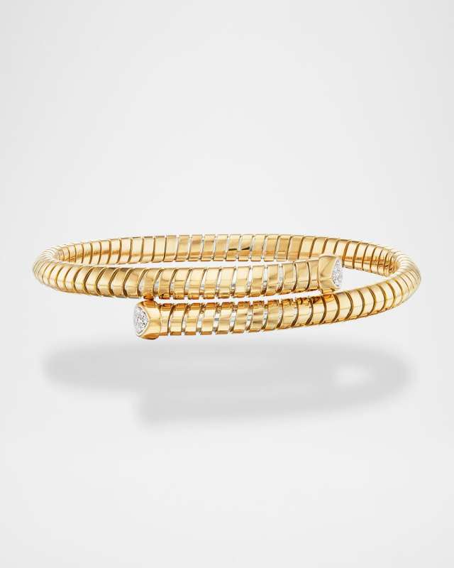 18K Yellow Gold Trisolina Bypass Diamond Wrap Bracelet